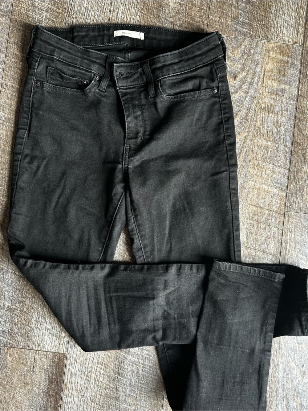 Levi’s 711 Skinny Jeans Womens 27x30 Black Stretch Denim Mid Rise